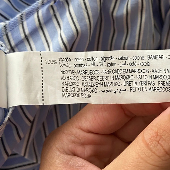 Zara Striped Button Up Shirt Off Shoulder Knot Front size M - Picture 6 of 6